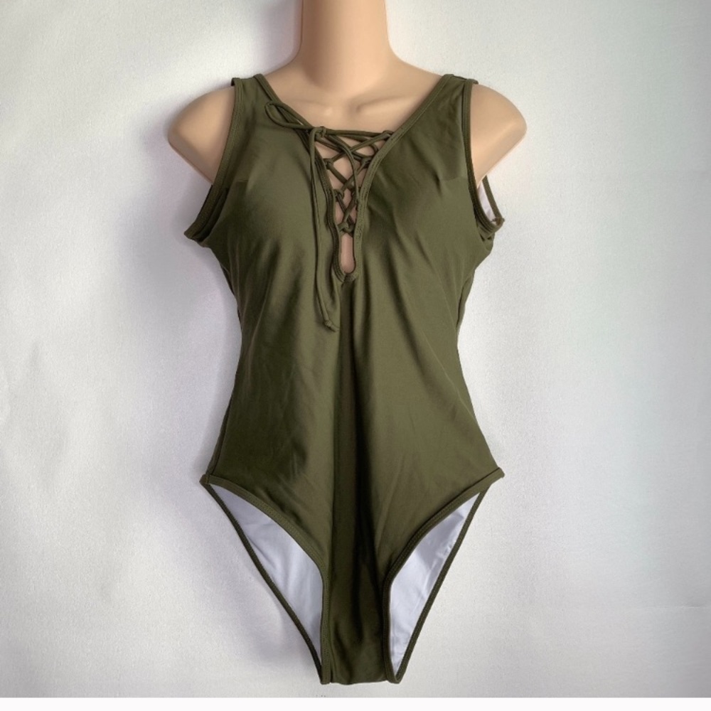 CupShe Be An Optimist lace up one piece swimsuit